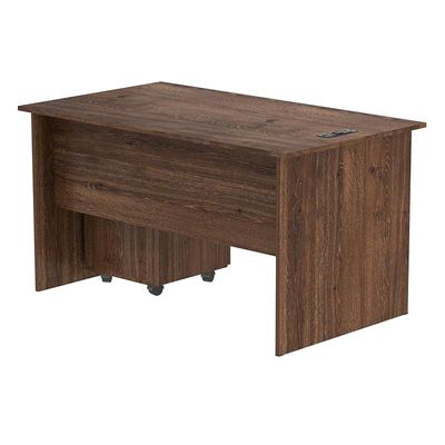 Mahmayi MP1 140x80 Brown Writing Table With Drawers and Black BS01 Desktop Socket Featuring USB AC Port - Ideal for Home or Office Desk Organization and Connectivity Solutions