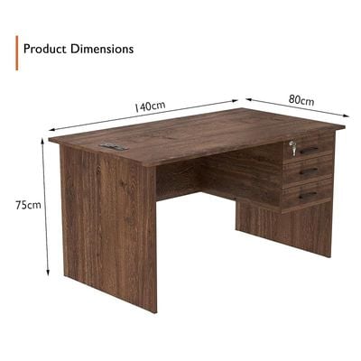 Writing Table With Hanging Pedestal Attached Desktop Socket With USB AC Port - Brown