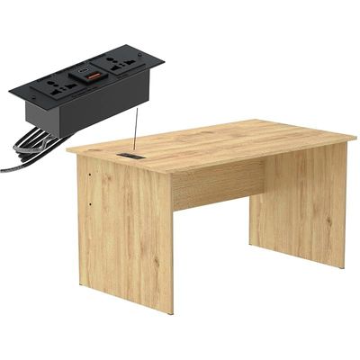 Writing Table With Desktop Socket And USB AC Port - Oak