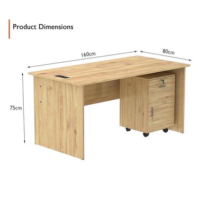 Mahmayi MP1 160x80 Oak Writing Table With Drawers and Black BS01 Desktop Socket Featuring USB AC Port - Ideal for Home or Office Desk Organization and Connectivity Solutions