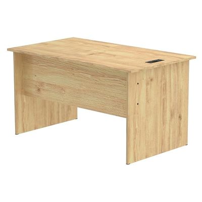 Writing Table With Hanging Pedestal Attached Desktop Socket With USB AC Port - Oak