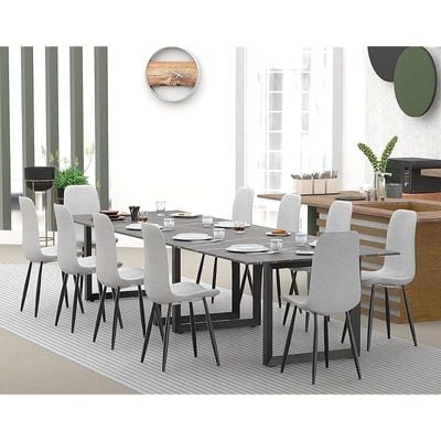 Mahmayi Dec 136 BLK Modern Wooden Dining Table Loop-Leg, 10-Seater for Kitchen & Dining, Living Room Furniture - 360cm, Black Pietra Grigia - Stylish Home Decor & Family Dining Ensemble