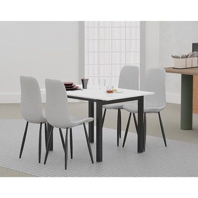 Mahmayi Dec 72 BLK Modern Wooden Dining Table U-Leg, 4-Seater for Kitchen & Dining, Living Room Furniture - 120cm, Premium White Finish - Stylish Home Decor & Family Dining Ensemble