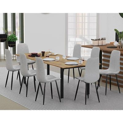 Mahmayi Dec 72 BLK Modern Wooden Dining Table U-Leg, 8-Seater for Kitchen & Dining, Living Room Furniture - 240cm, Cognac Brown Sherman Oak Finish - Stylish Home Decor & Family Dining Ensemble