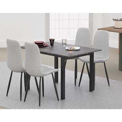 Mahmayi Dec 72 BLK Modern Wooden Dining Table U-Leg, 4-Seater for Kitchen & Dining, Living Room Furniture - 120cm, Black Pietra Grigia Finish - Stylish Home Decor & Family Dining Ensemble