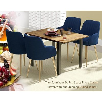 Mahmayi Dec 72 BLK Modern Wooden Dining Table U-Leg, 4-Seater for Kitchen & Dining, Living Room Furniture - 120cm, Cognac Brown Sherman Oak Finish - Stylish Home Decor & Family Dining Ensemble