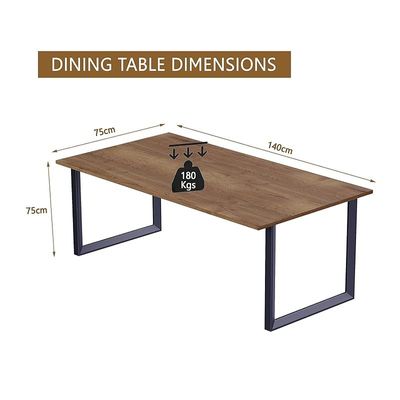 Mahmayi Dec 136 BLK Modern Wooden Dining Table Loop-Leg, 6-Seater for Kitchen & Dining, Living Room Furniture - 140cm, Tobacco Halifax Oak - Stylish Home Decor & Family Dining Ensemble