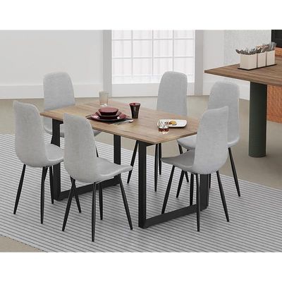 Mahmayi Dec 136 BLK Modern Wooden Dining Table Loop-Leg, 6-Seater for Kitchen & Dining, Living Room Furniture - 140cm, Tobacco Halifax Oak - Stylish Home Decor & Family Dining Ensemble