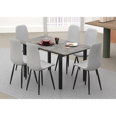 Mahmayi Dec 72 BLK Modern Wooden Dining Table U-Leg, 6-Seater for Kitchen & Dining, Living Room Furniture - 140cm, Anthracite Metal Rocks - Stylish Home Decor & Family Dining Ensemble