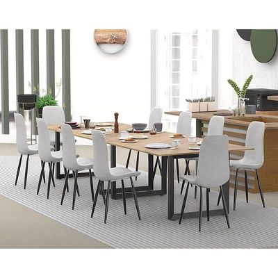 Mahmayi Dec 136 BLK Modern Wooden Dining Table Loop-Leg, 10-Seater for Kitchen & Dining, Living Room Furniture - 360cm, Cognac Brown Sherman Oak Finish - Stylish Home Decor & Family Dining Ensemble