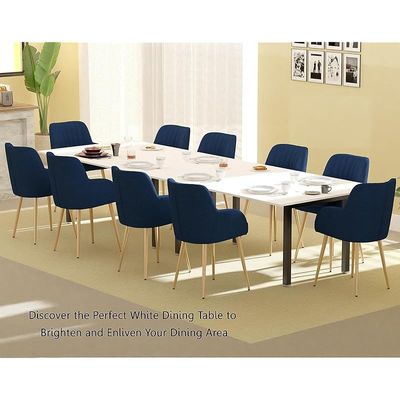 Mahmayi Dec 72 BLK Modern Wooden Dining Table U-Leg, 10-Seater for Kitchen & Dining, Living Room Furniture - 360cm, Premium White - Stylish Home Decor & Family Dining Ensemble