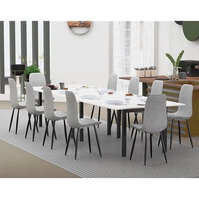 Mahmayi Dec 72 BLK Modern Wooden Dining Table U-Leg, 10-Seater for Kitchen & Dining, Living Room Furniture - 360cm, Premium White - Stylish Home Decor & Family Dining Ensemble