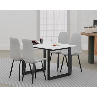 Mahmayi Dec 136 BLK Modern Wooden Dining Table Loop-Leg, 4-Seater for Kitchen & Dining, Living Room Furniture - 120cm, Premium White Finish - Stylish Home Decor & Family Dining Ensemble