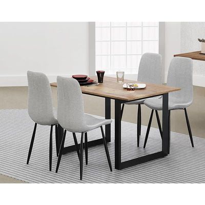 Mahmayi Dec 136 BLK Modern Wooden Dining Table Loop-Leg, 4-Seater for Kitchen & Dining, Living Room Furniture - 120cm, Tobacco Halifax Oak Finish - Stylish Home Decor & Family Dining Ensemble