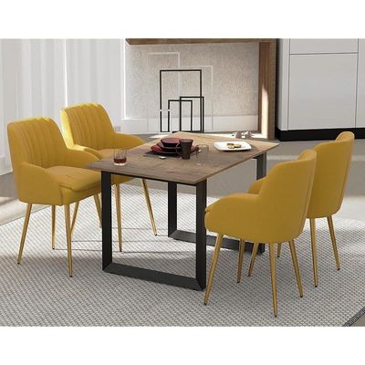 Mahmayi Dec 136 BLK Modern Wooden Dining Table Loop-Leg, 4-Seater for Kitchen & Dining, Living Room Furniture - 120cm, Tobacco Halifax Oak Finish - Stylish Home Decor & Family Dining Ensemble