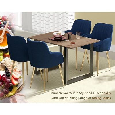 Mahmayi Dec 136 BLK Modern Wooden Dining Table Loop-Leg, 4-Seater for Kitchen & Dining, Living Room Furniture - 120cm, Tobacco Halifax Oak Finish - Stylish Home Decor & Family Dining Ensemble