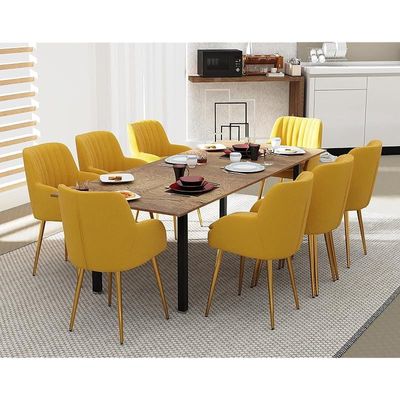 Mahmayi Dec 72 BLK Modern Wooden Dining Table U-Leg, 8-Seater for Kitchen & Dining, Living Room Furniture - 240cm, Tobacco Halifax Oak Finish - Stylish Home Decor & Family Dining Ensemble