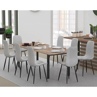 Mahmayi Dec 72 BLK Modern Wooden Dining Table U-Leg, 8-Seater for Kitchen & Dining, Living Room Furniture - 240cm, Tobacco Halifax Oak Finish - Stylish Home Decor & Family Dining Ensemble