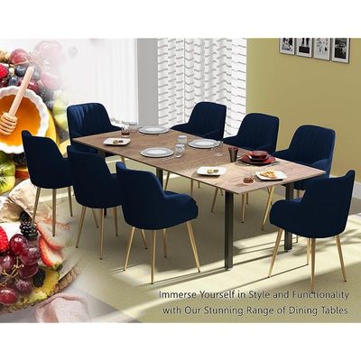 Mahmayi Dec 72 BLK Modern Wooden Dining Table U-Leg, 8-Seater for Kitchen & Dining, Living Room Furniture - 240cm, Tobacco Halifax Oak Finish - Stylish Home Decor & Family Dining Ensemble