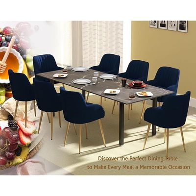 Mahmayi Dec 72 BLK Modern Wooden Dining Table U-Leg, 8-Seater for Kitchen & Dining, Living Room Furniture - 240cm, Black Pietra Grigia Finish - Stylish Home Decor & Family Dining Ensemble