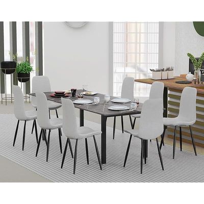 Mahmayi Dec 72 BLK Modern Wooden Dining Table U-Leg, 8-Seater for Kitchen & Dining, Living Room Furniture - 240cm, Black Pietra Grigia Finish - Stylish Home Decor & Family Dining Ensemble