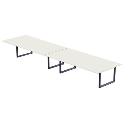 Mahmayi Dec 136 BLK Modern Wooden Dining Table Loop-Leg, 10-Seater for Kitchen & Dining, Living Room Furniture - 360cm, Premium White - Stylish Home Decor & Family Dining Ensemble