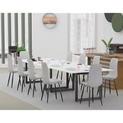 Mahmayi Dec 136 BLK Modern Wooden Dining Table Loop-Leg, 10-Seater for Kitchen & Dining, Living Room Furniture - 360cm, Premium White - Stylish Home Decor & Family Dining Ensemble