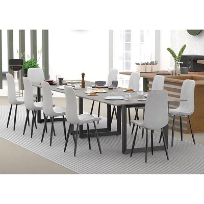 Mahmayi Dec 136 BLK Modern Wooden Dining Table Loop-Leg, 10-Seater for Kitchen & Dining, Living Room Furniture - 360cm, Anthracite Metal Rocks - Stylish Home Decor & Family Dining Ensemble