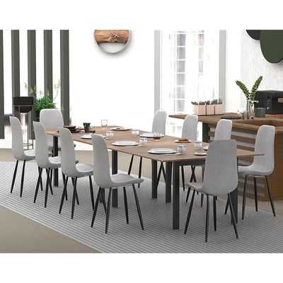 Mahmayi Dec 72 BLK Modern Wooden Dining Table U-Leg, 10-Seater for Kitchen & Dining, Living Room Furniture - 360cm, Tobacco Halifax Oak - Stylish Home Decor & Family Dining Ensemble