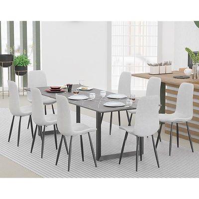 Mahmayi Dec 136 BLK Modern Wooden Dining Table Loop-Leg, 8-Seater for Kitchen & Dining, Living Room Furniture - 240cm, Black Pietra Grigia Finish - Stylish Home Decor & Family Dining Ensemble