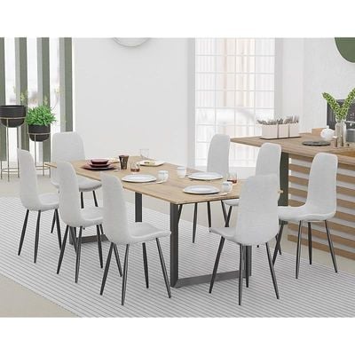 Mahmayi Dec 136 BLK Modern Wooden Dining Table Loop-Leg, 8-Seater for Kitchen & Dining, Living Room Furniture - 240cm, Cognac Brown Sherman Oak Finish - Stylish Home Decor & Family Dining Ensemble