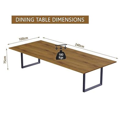 Mahmayi Dec 136 BLK Modern Wooden Dining Table Loop-Leg, 8-Seater for Kitchen & Dining, Living Room Furniture - 240cm, Cognac Brown Sherman Oak Finish - Stylish Home Decor & Family Dining Ensemble