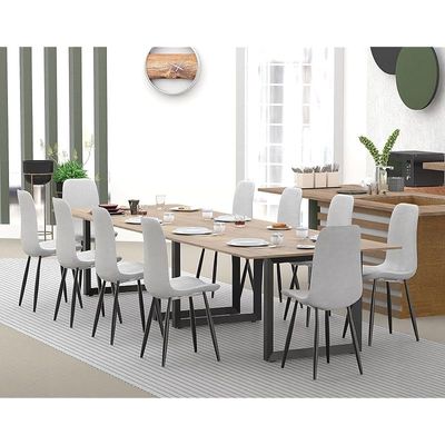 Mahmayi Dec 136 BLK Modern Wooden Dining Table Loop-Leg, 10-Seater for Kitchen & Dining, Living Room Furniture - 360cm, Tobacco Halifax Oak - Stylish Home Decor & Family Dining Ensemble