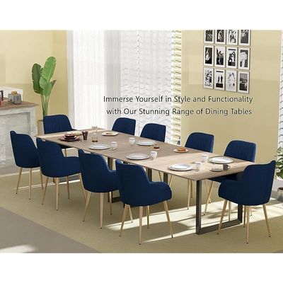 Mahmayi Dec 136 BLK Modern Wooden Dining Table Loop-Leg, 10-Seater for Kitchen & Dining, Living Room Furniture - 360cm, Tobacco Halifax Oak - Stylish Home Decor & Family Dining Ensemble