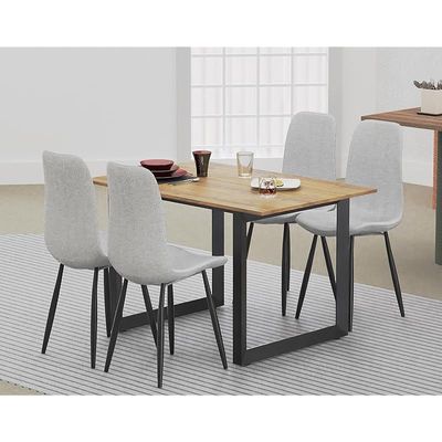 Mahmayi Dec 136 BLK Modern Wooden Dining Table Loop-Leg, 4-Seater for Kitchen & Dining, Living Room Furniture - 120cm, Cognac Brown Sherman Oak Finish - Stylish Home Decor & Family Dining Ensemble