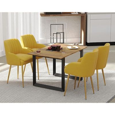 Mahmayi Dec 136 BLK Modern Wooden Dining Table Loop-Leg, 4-Seater for Kitchen & Dining, Living Room Furniture - 120cm, Cognac Brown Sherman Oak Finish - Stylish Home Decor & Family Dining Ensemble