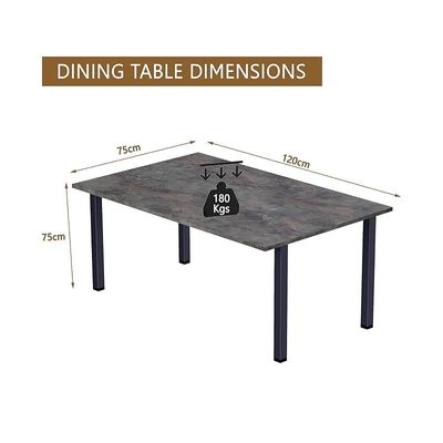 Mahmayi Dec 72 BLK Modern Wooden Dining Table U-Leg, 4-Seater for Kitchen & Dining, Living Room Furniture - 120cm, Anthracite Metal Rocks Finish - Stylish Home Decor & Family Dining Ensemble
