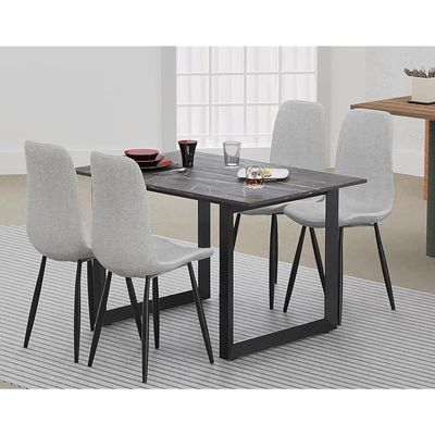 Mahmayi Dec 136 BLK Modern Wooden Dining Table Loop-Leg, 4-Seater for Kitchen & Dining, Living Room Furniture - 120cm, Black Pietra Grigia Finish - Stylish Home Decor & Family Dining Ensemble