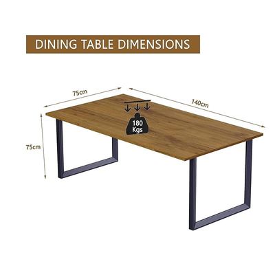 Mahmayi Dec 136 BLK Modern Wooden Dining Table Loop-Leg, 6-Seater for Kitchen & Dining, Living Room Furniture - 140cm, Cognac Brown Sherman Oak Finish - Stylish Home Decor & Family Dining Ensemble