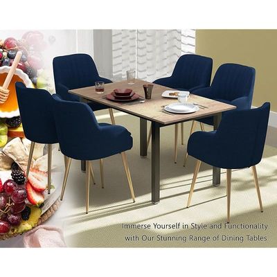 Mahmayi Dec 72 BLK Modern Wooden Dining Table U-Leg, 6-Seater for Kitchen & Dining, Living Room Furniture - 140cm, Tobacco Halifax Oak - Stylish Home Decor & Family Dining Ensemble