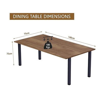 Mahmayi Dec 72 BLK Modern Wooden Dining Table U-Leg, 6-Seater for Kitchen & Dining, Living Room Furniture - 140cm, Tobacco Halifax Oak - Stylish Home Decor & Family Dining Ensemble