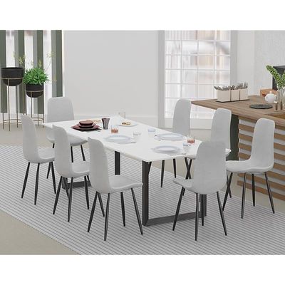 Mahmayi Dec 136 BLK Modern Wooden Dining Table Loop-Leg, 8-Seater for Kitchen & Dining, Living Room Furniture - 240cm, Premium White - Stylish Home Decor & Family Dining Ensemble