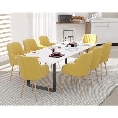 Mahmayi Dec 136 BLK Modern Wooden Dining Table Loop-Leg, 8-Seater for Kitchen & Dining, Living Room Furniture - 240cm, Premium White - Stylish Home Decor & Family Dining Ensemble