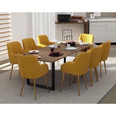 Mahmayi Dec 136 BLK Modern Wooden Dining Table Loop-Leg, 8-Seater for Kitchen & Dining, Living Room Furniture - 240cm, Tobacco Halifax Oak Finish - Stylish Home Decor & Family Dining Ensemble