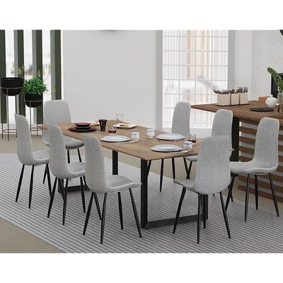 Mahmayi Dec 136 BLK Modern Wooden Dining Table Loop-Leg, 8-Seater for Kitchen & Dining, Living Room Furniture - 240cm, Tobacco Halifax Oak Finish - Stylish Home Decor & Family Dining Ensemble