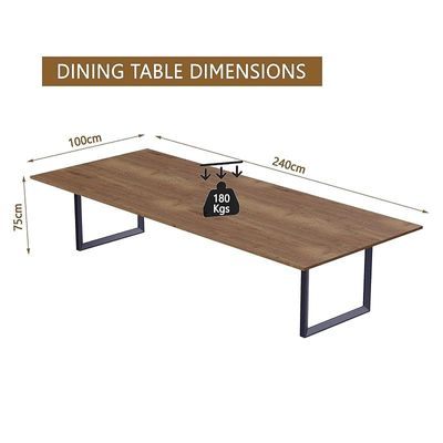 Mahmayi Dec 136 BLK Modern Wooden Dining Table Loop-Leg, 8-Seater for Kitchen & Dining, Living Room Furniture - 240cm, Tobacco Halifax Oak Finish - Stylish Home Decor & Family Dining Ensemble