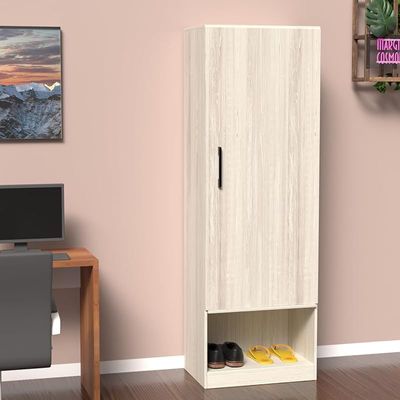 Modern Wardrobe With Bottom Superior Space, Floor Storage Cabinet With Hangers - Cascina Pine
