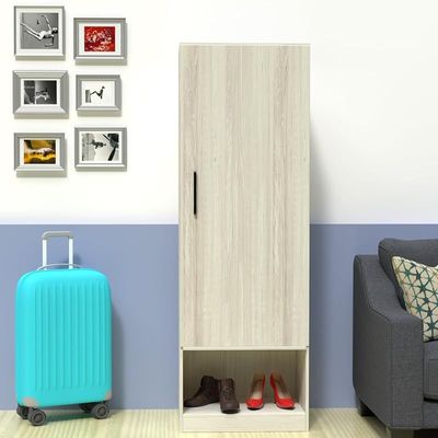Modern Wardrobe With Bottom Superior Space, Floor Storage Cabinet With Hangers - Cascina Pine