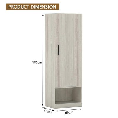 Modern Wardrobe With Bottom Superior Space, Floor Storage Cabinet With Hangers - Cascina Pine