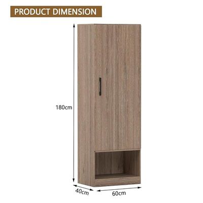 Modern Wardrobe With Bottom Superior Space, Floor Storage Cabinet With Hangers - Truffle Brown Davos Oak